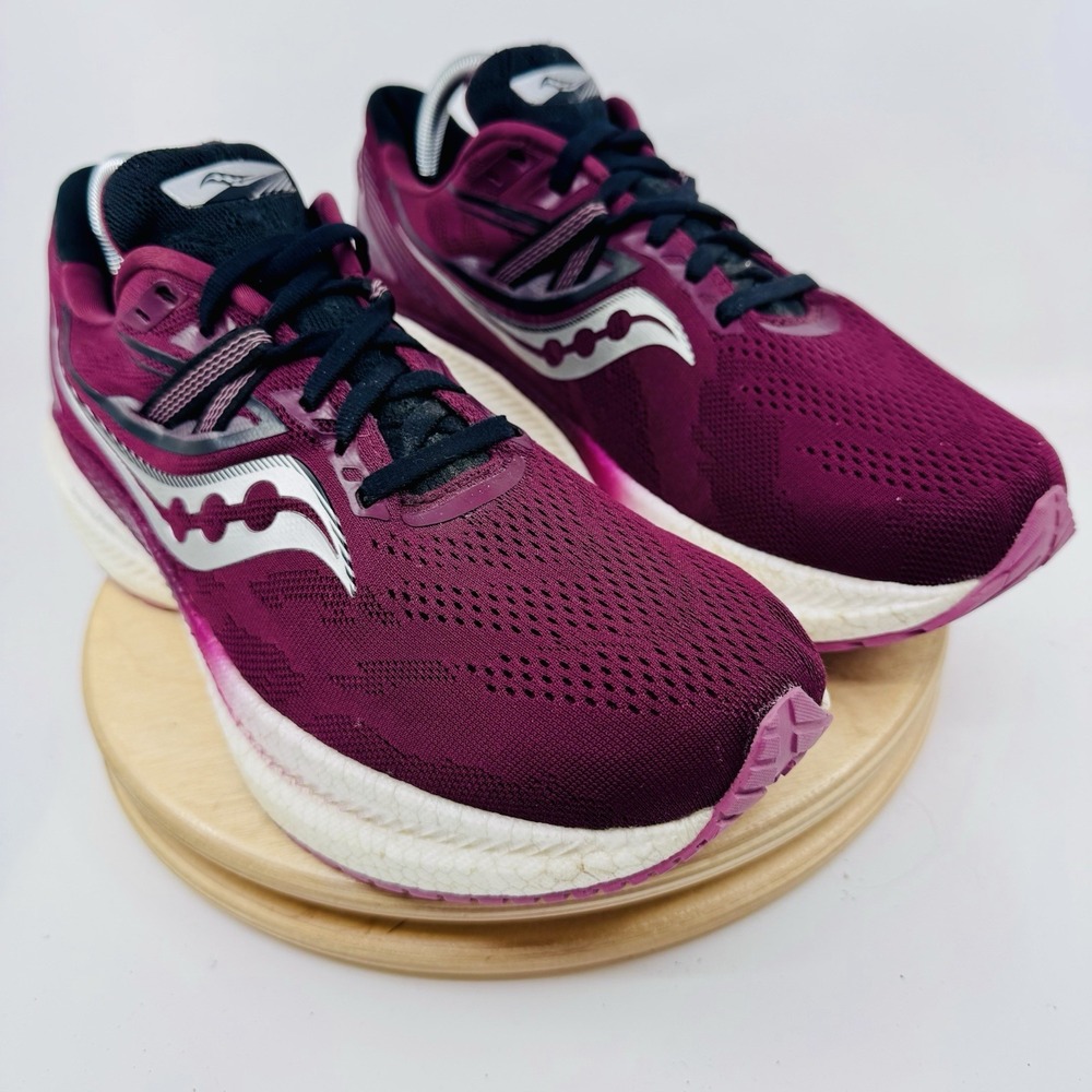 Saucony Triumph 20 Running Shoes Womens 11 W Wide Burgundy PWRRUN+ S10760-21 - Picture 3 of 9